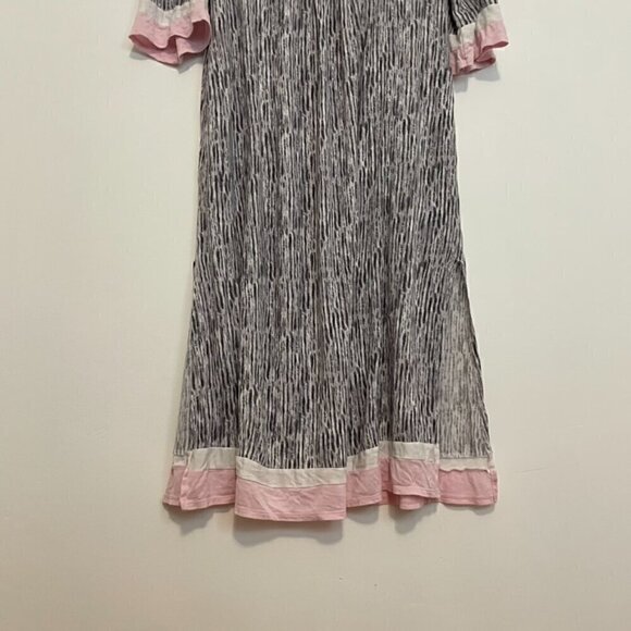 SIMPLY VERA VERA WANG 1/2 Sleeve "Maxi" Caftan Gray White Long Nightgown Pajamas - Picture 5 of 16
